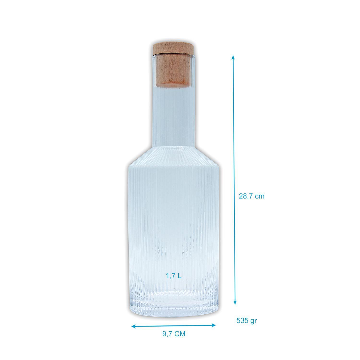 Intirilife Carafe en verre avec bord doré et bouchon  