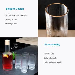 Intirilife Carafe en verre avec bord doré et bouchon  