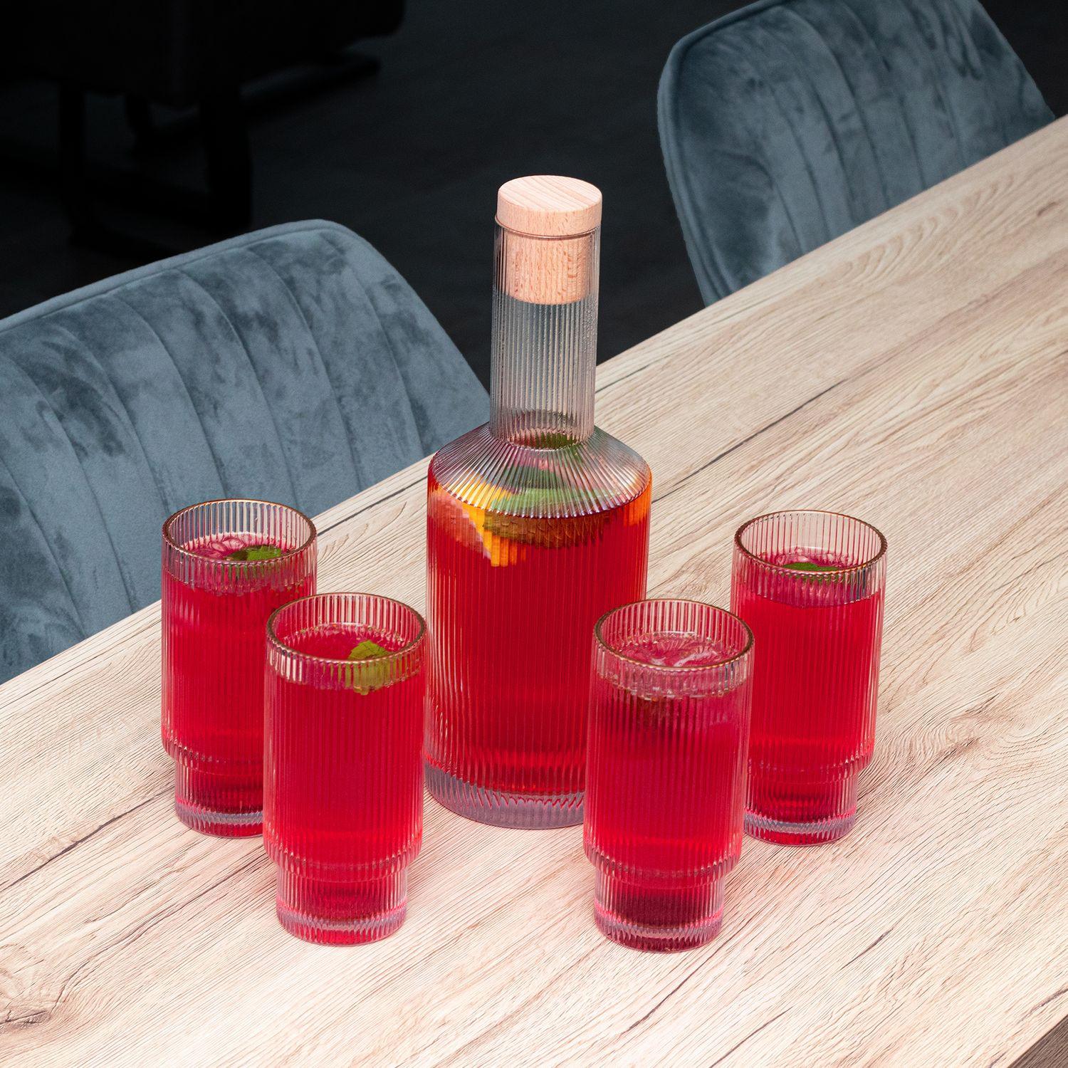 Intirilife Carafe en verre avec bord doré et bouchon  