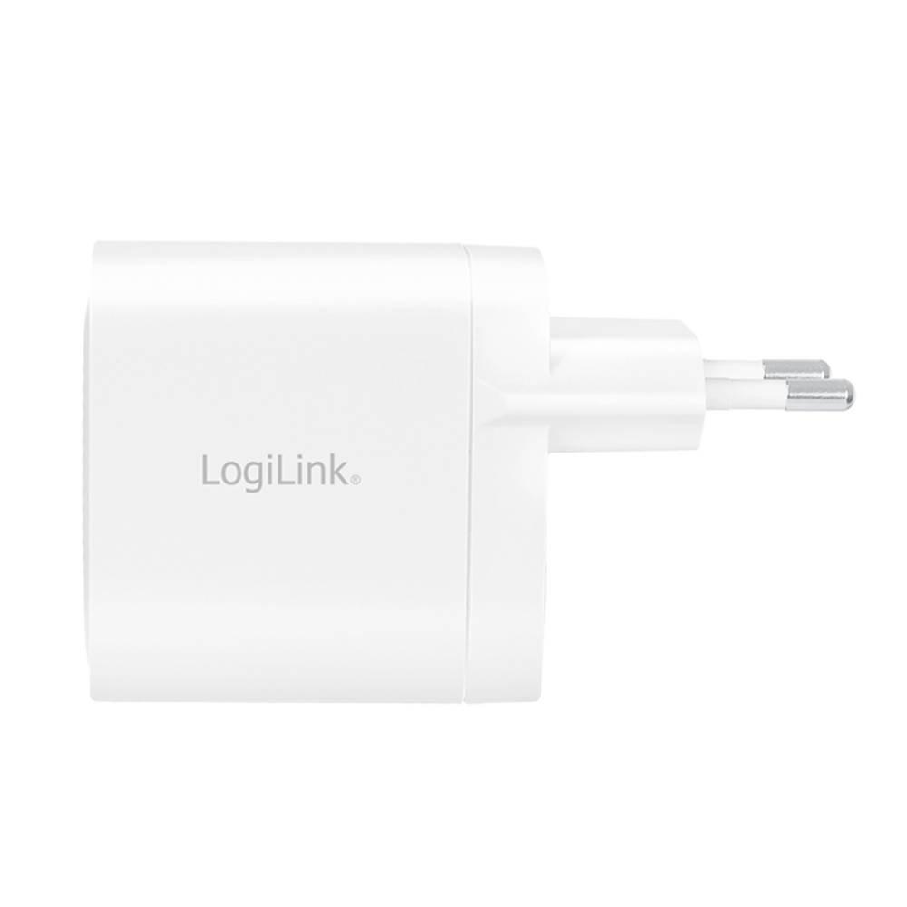 LogiLink  Adaptateur de prise USB, 2x USB-C (PD), technologie GAN, 65 W 