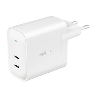 LogiLink  Adaptateur de prise USB, 2x USB-C (PD), technologie GAN, 65 W 