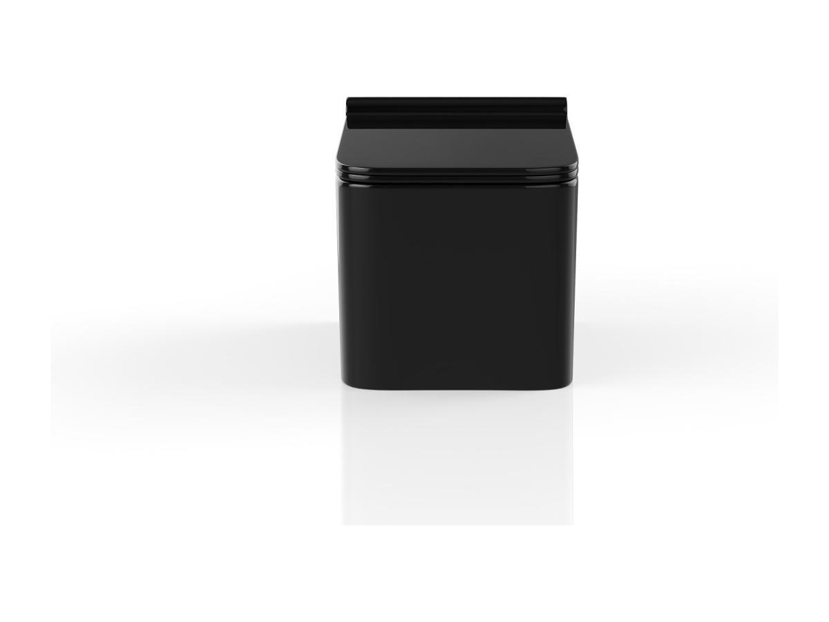 Vente-unique WC suspendu noir brillant en céramique sans bride - CLEMONA  