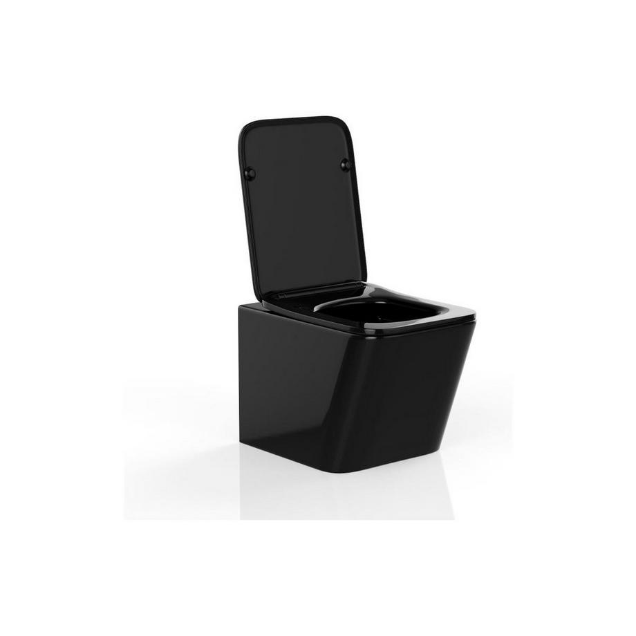 Vente-unique WC suspendu noir brillant en céramique sans bride - CLEMONA  