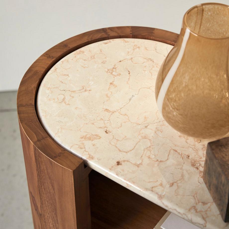 Tikamoon Console en bois de teck et Marbre Virgile  