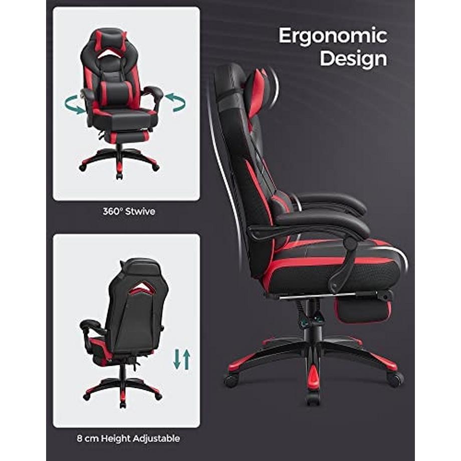 Pricenet  Ergonomischer Gaming-Stuhl mit Fußstütze und Lordosenstütze 