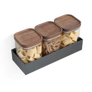 Forster Home Scaffale msagnetico con 3 barattoli noce  