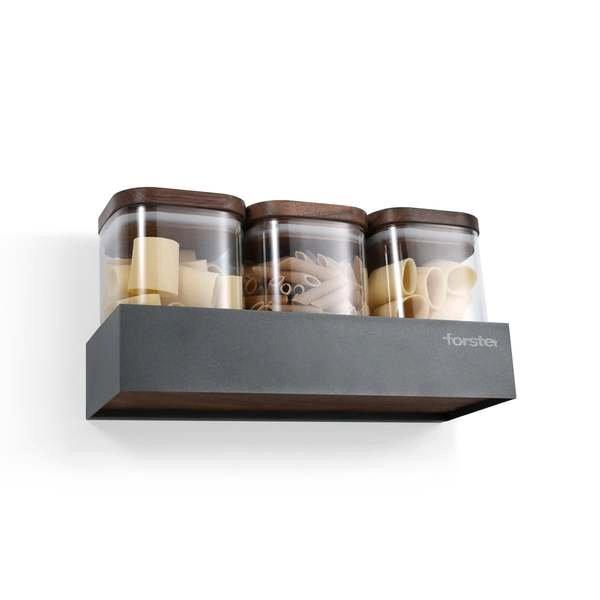 Forster Home Scaffale msagnetico con 3 barattoli noce  