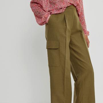Pantalon large coton et lin