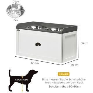 Northio Gamelle Pour Chien Avec Tiroir 2 X 2 L Station D'Alimentation Surélevée En Acier Inoxydable Pour Chats/Chiens, Blanc  