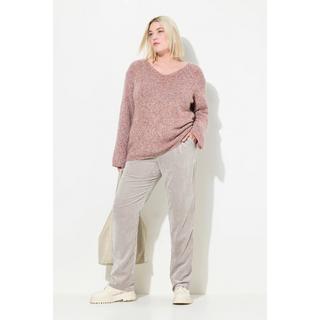 Ulla Popken  Pantalon en velours côtelé Ruby, matière extensible, taille élastique et cordon de serrage 