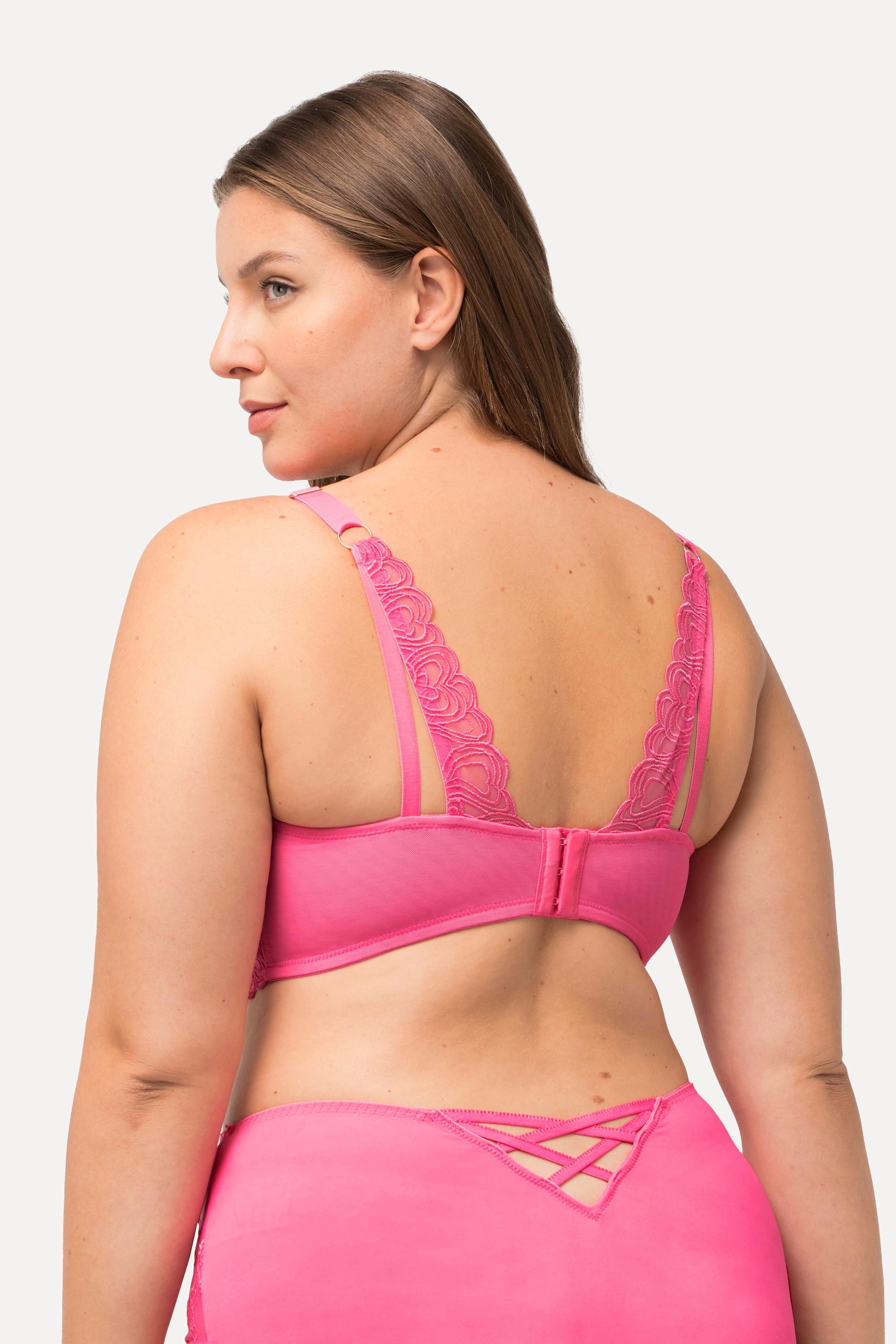 Ulla Popken Soutien-gorge à armatures Rubans Fantaisie Dentelle Cœurs High Apex  