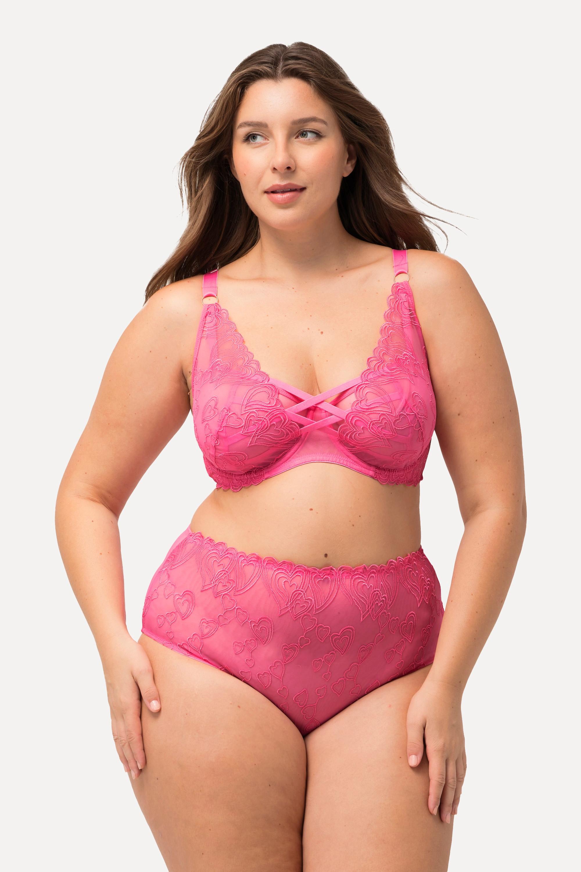 Ulla Popken Soutien-gorge à armatures Rubans Fantaisie Dentelle Cœurs High Apex  