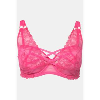 Ulla Popken Soutien-gorge à armatures Rubans Fantaisie Dentelle Cœurs High Apex  