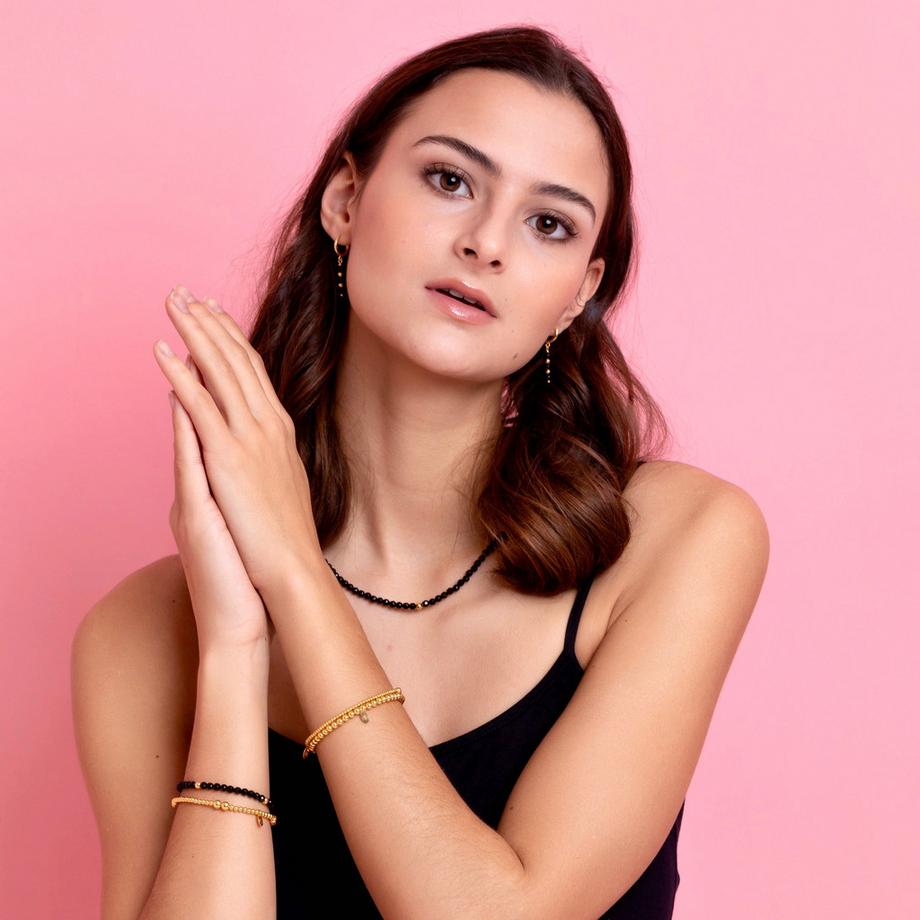 Balibay  Alenia  Armband mit Onyx und Silber vergoldet 