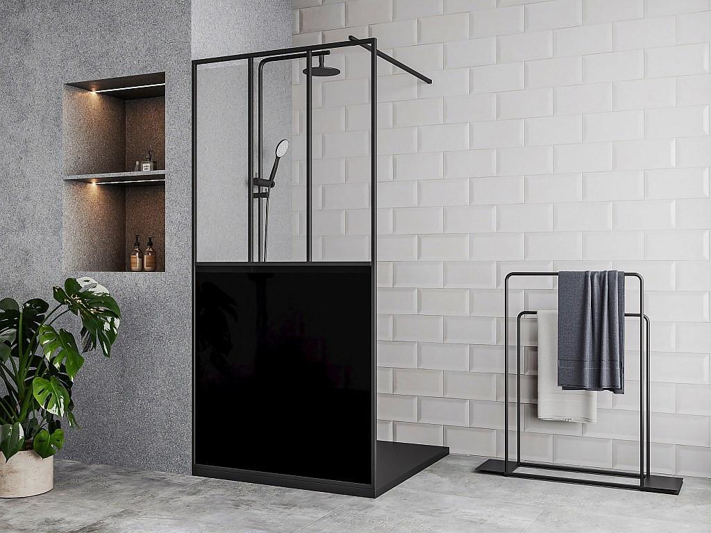 SHOWER DESIGN Duschtrennwand für italienische Duschen - Schwarz matt - Industrial Style - 100 x 200 cm - URBANIK  