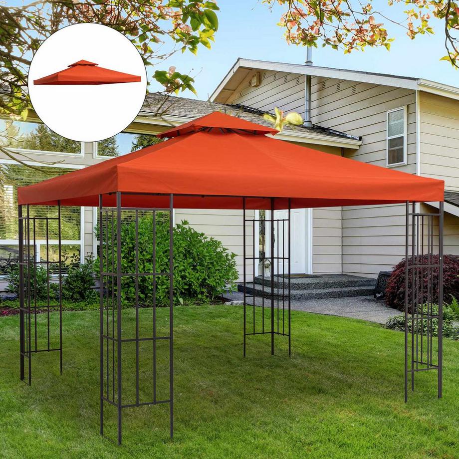 Northio Tetto Di Ricambio Per Gazebo In Metallo, Gazebo Da Giardino, 3X3 M, Rosso Ruggine, Poliestere  