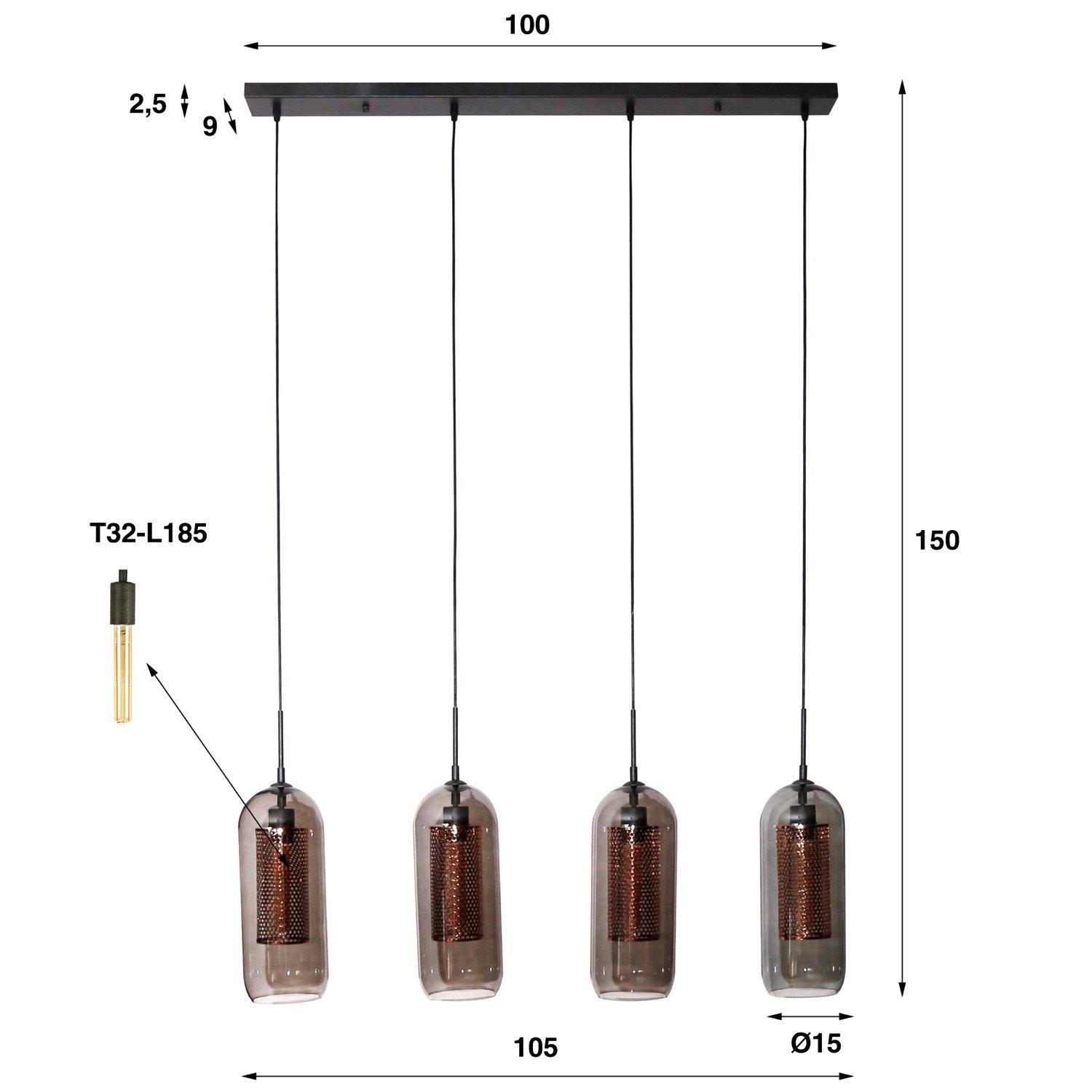 mutoni Hängelampe Smoke Glass 4L  