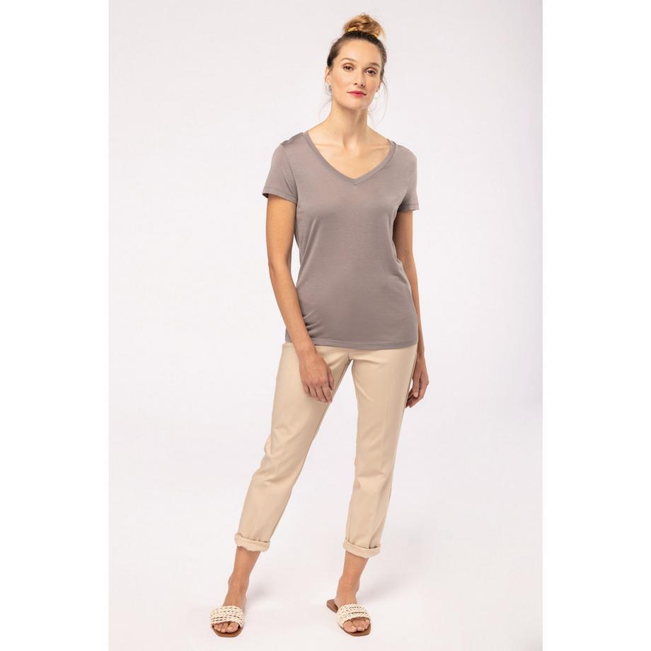 Kariban Yoce Tencel Col V Manches Courtes T-Shirt  