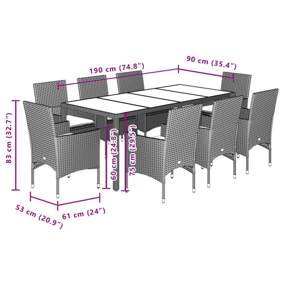 VidaXL set da pranzo da giardino Polirattan  