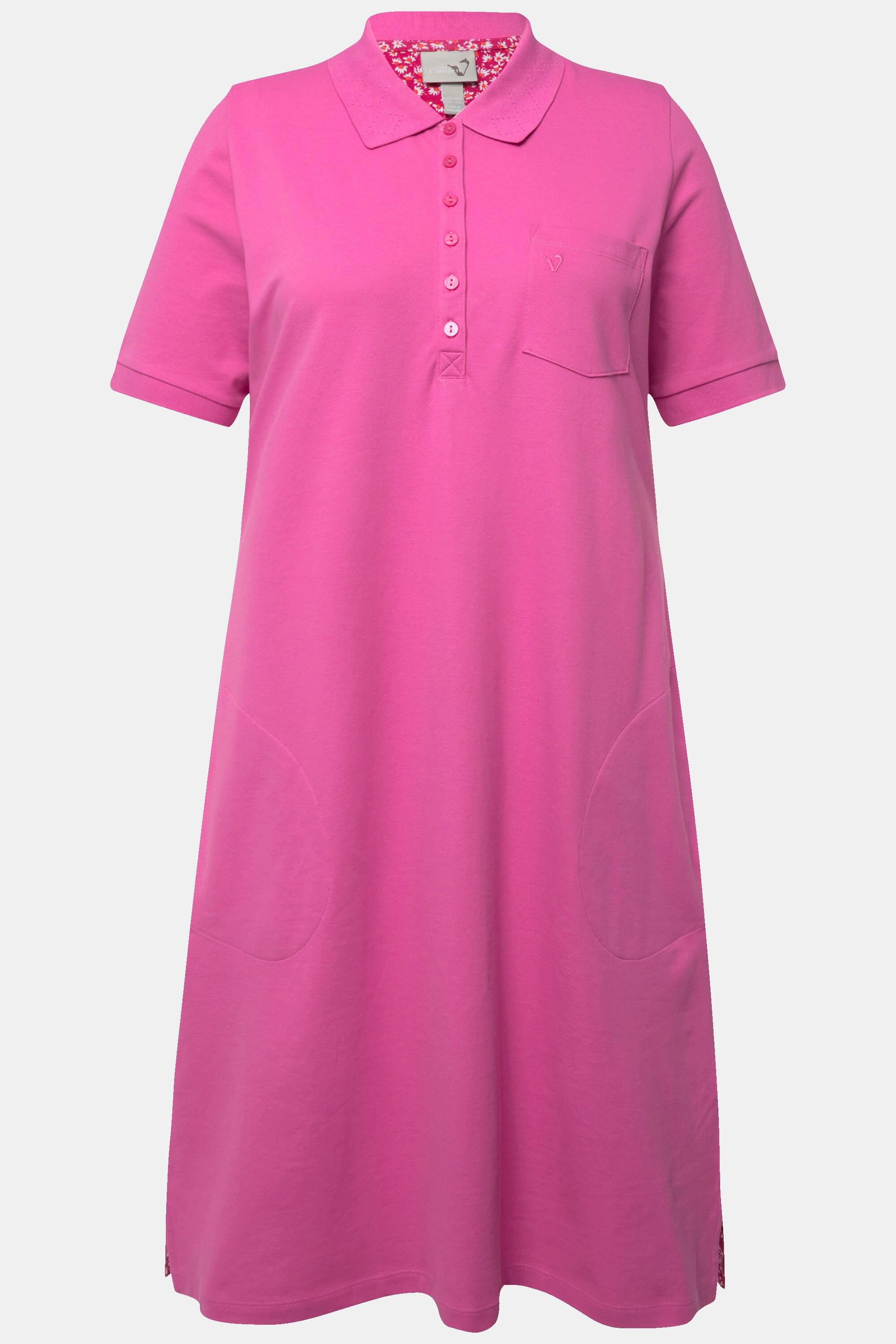 Ulla Popken  Polokleid, Piquee, halbe Knopfleiste, Halbarm 