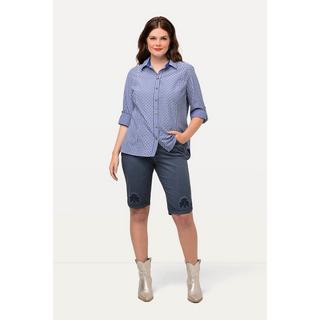 Ulla Popken  Bermuda modello Mandy in jeans con tradizionale stile Tracht, effetto sdrucito e ricami 