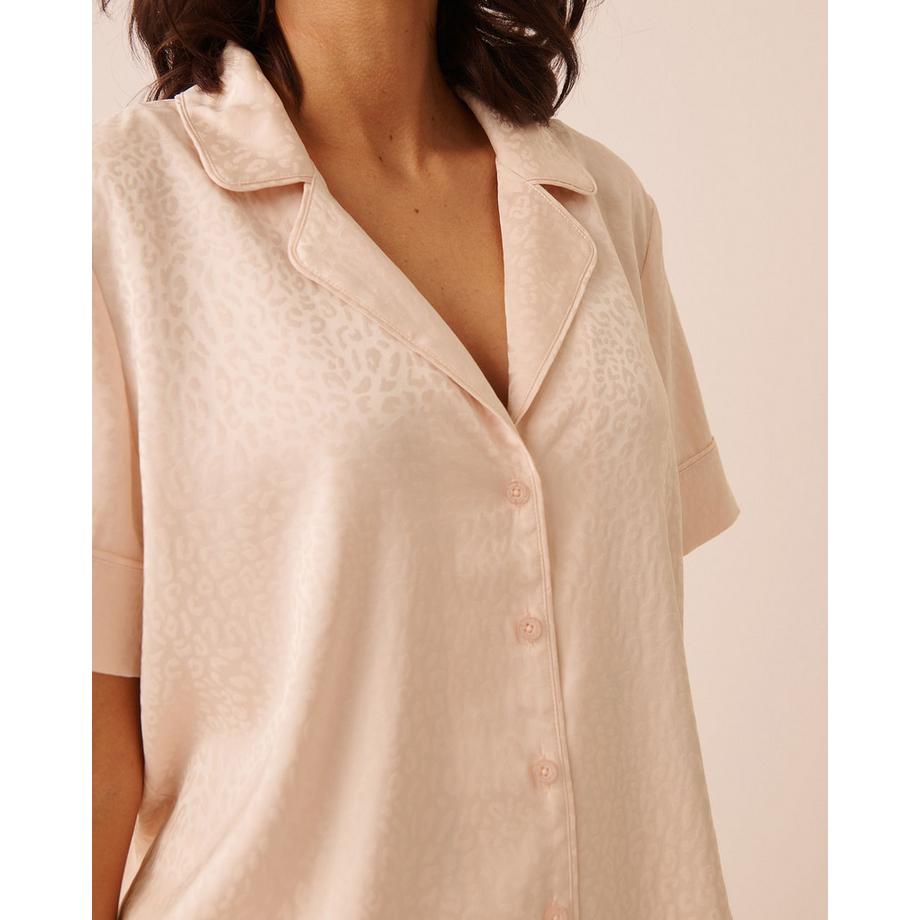 La Vie En Rose Kurzarm Pyjama Set mit Leopardenmuster  