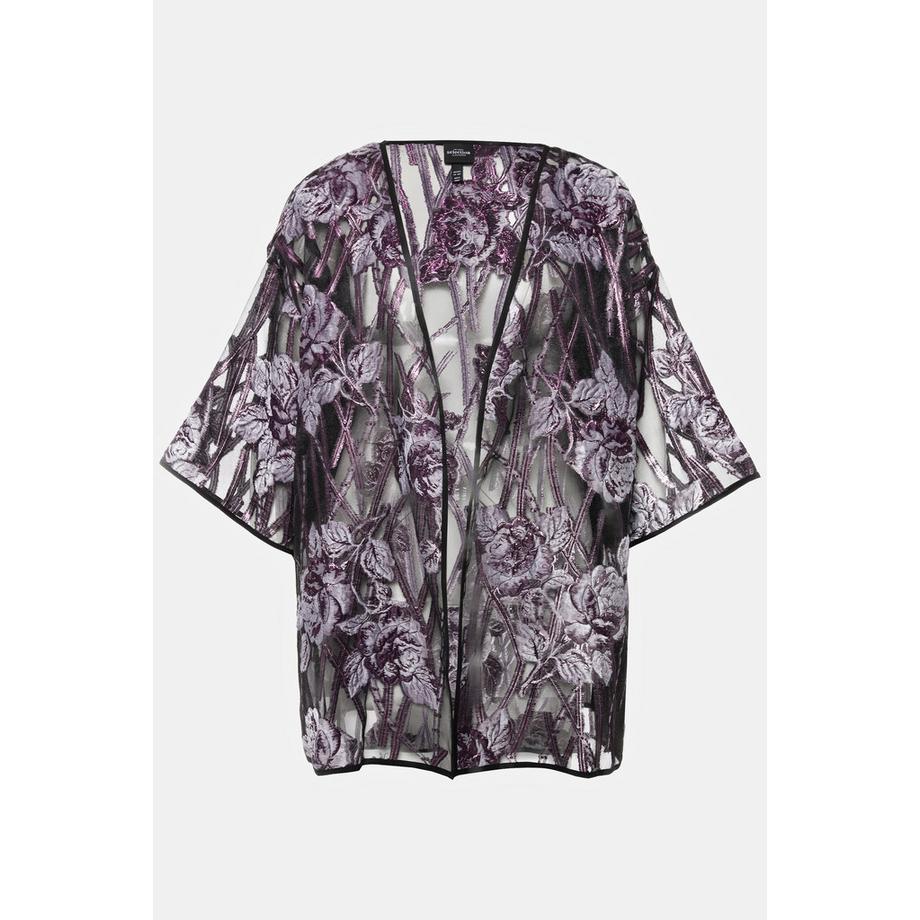 Ulla Popken Veste chemisier motif fleurs Encolure en V manches 3/4  