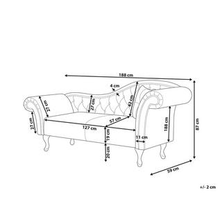 Beliani Chaise longue côté droit en Velours Glamour LATTES  