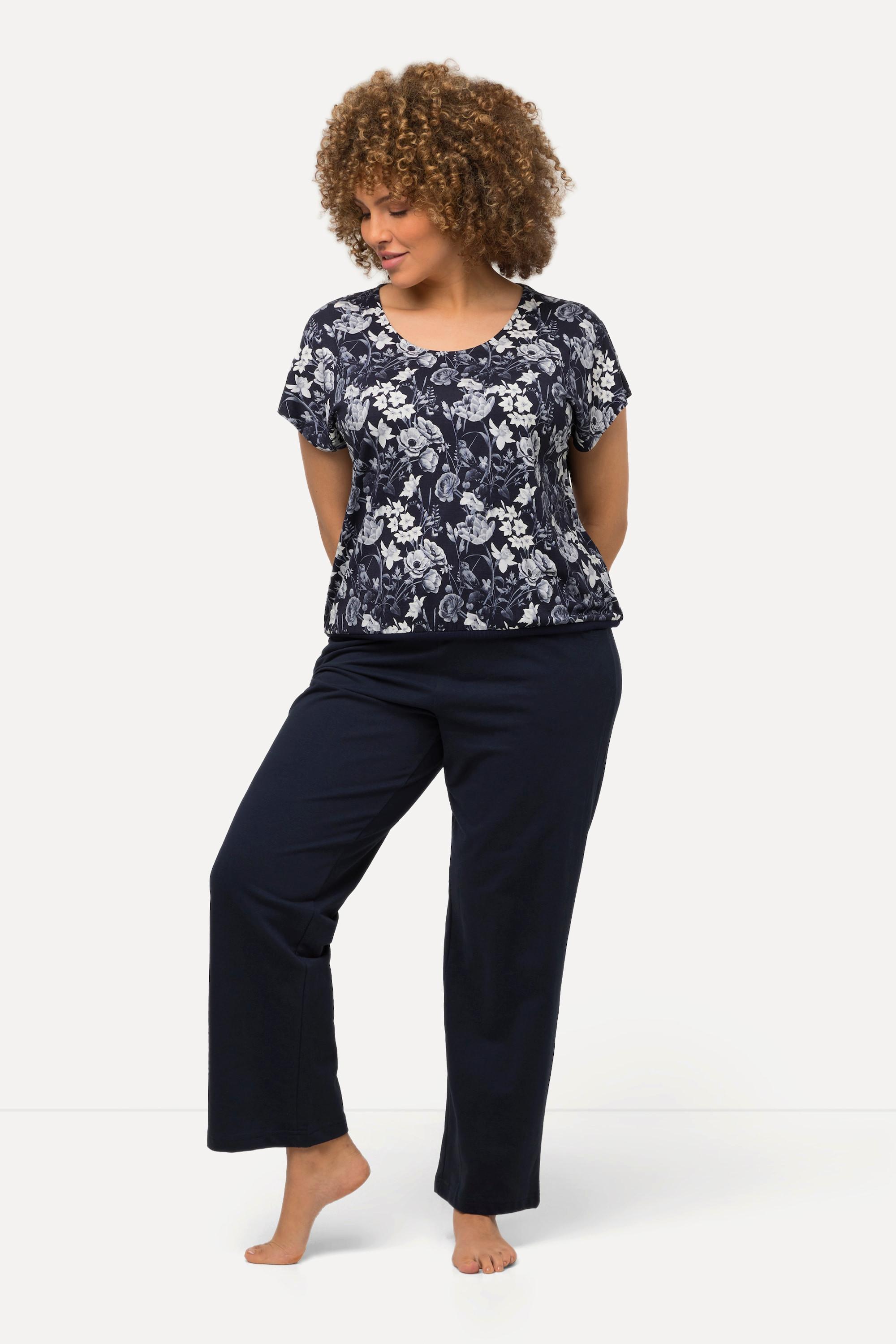 Ulla Popken Pantalon de jogging Jambes droites Taille élastique  