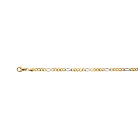 MUAU Schmuck  Collier figaro bicolore or jaune/or blanc 750, 3,5mm, 45cm 