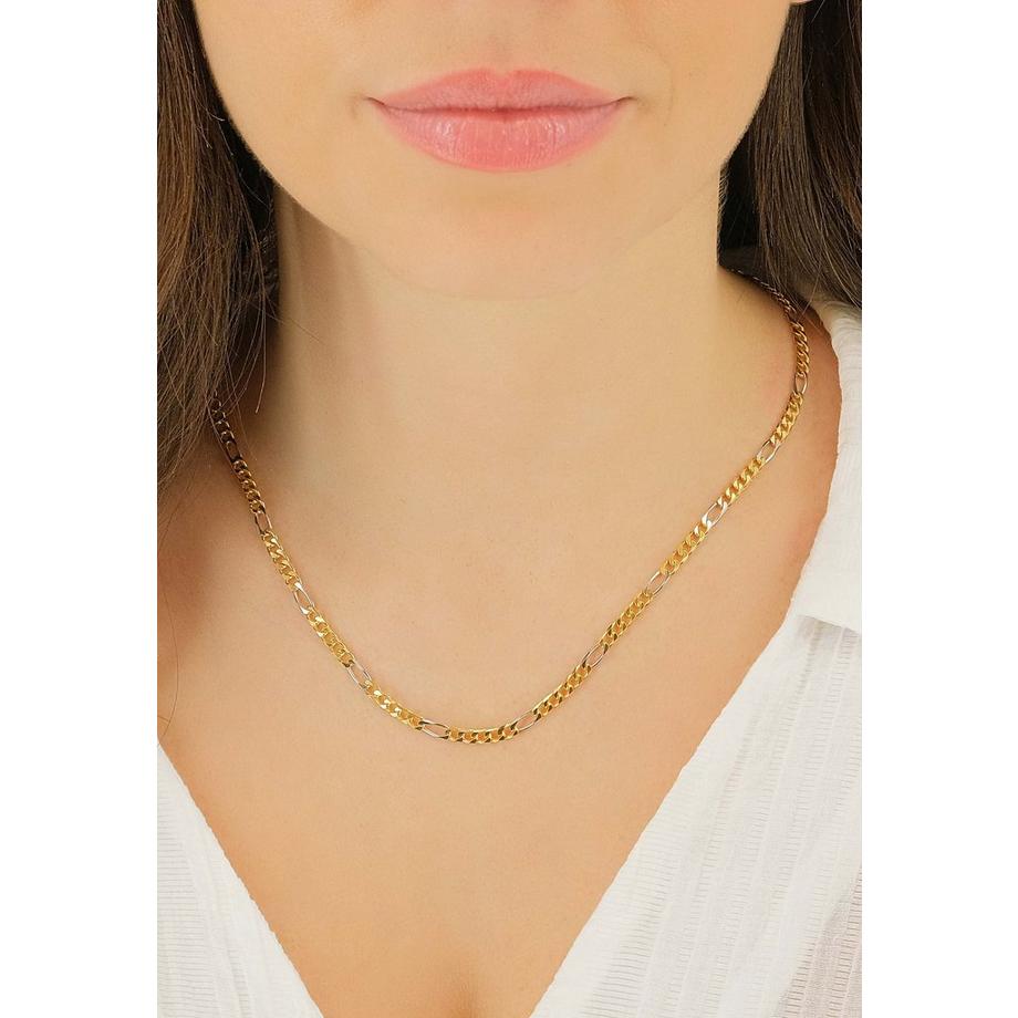 MUAU Schmuck  Collier Figaro Bicolor Gelbgold-/Weissgold 750, 3.5mm, 45cm 