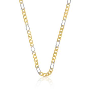 Collier figaro bicolore or jaune/or blanc 750, 3,5mm, 45cm