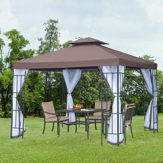 Northio Pavillon De Jardin Pavillon Avec Parois Latérales Moustiquaires, Tente De Fête À Double Toit, Chapiteau De Tente De Jardin 2,97X2,97 M  