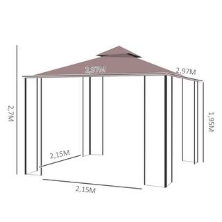 Northio Pavillon Gartenpavillon Mit Moskitonetze Seitenwände, Partyzelt Mit Doppeldach, Gartenzelt Festzelt 2,97X2,97M  