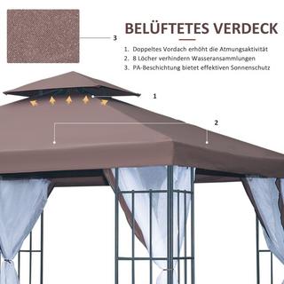 Northio Gazebo Da Giardino Pavilion Con Zanzariere Sulle Pareti Laterali, Tenda Per Feste Con Doppio Tetto, Tendone Per Tende Da Giardino 2,97X2,97 M  