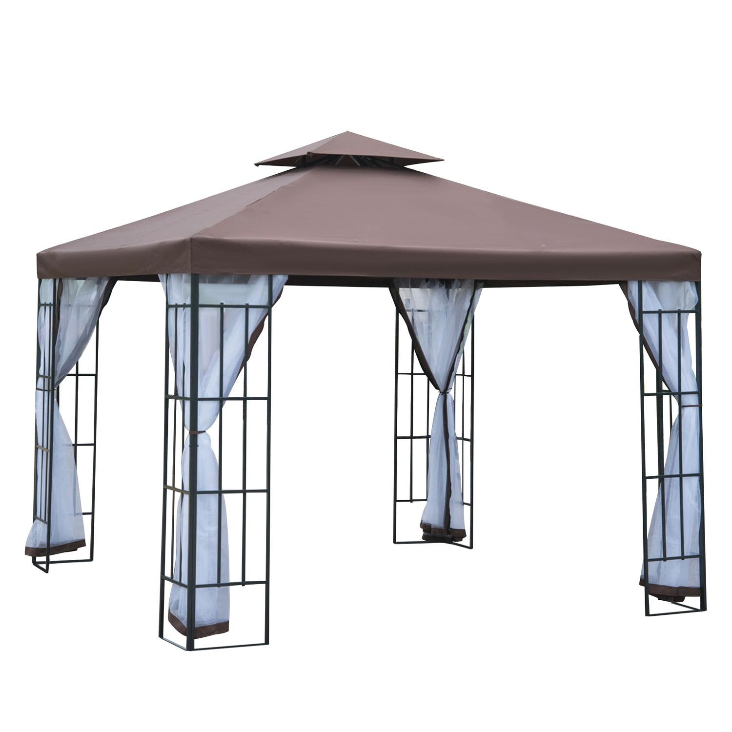 Northio Gazebo Da Giardino Pavilion Con Zanzariere Sulle Pareti Laterali, Tenda Per Feste Con Doppio Tetto, Tendone Per Tende Da Giardino 2,97X2,97 M  