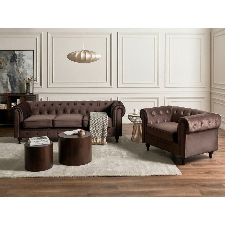 Beliani Ensemble de salon en Velours Rétro CHESTERFIELD  