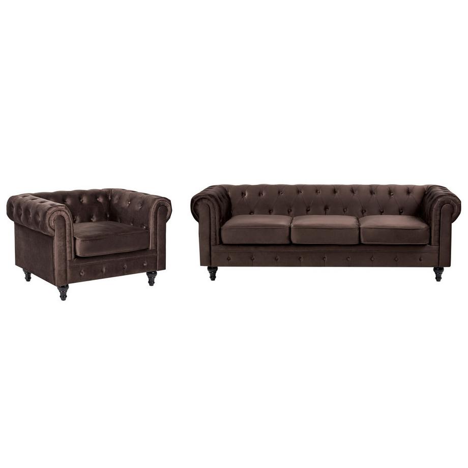 Ensemble de salon en Velours Rétro CHESTERFIELD