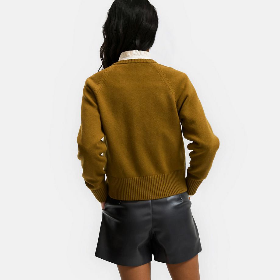 La Redoute Collections Cardigan Court Col Rond en Mélange Laine et Coton  