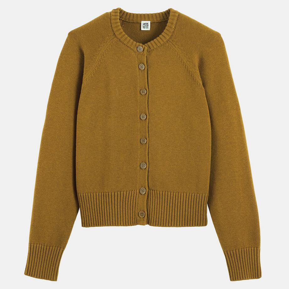 La Redoute Collections Cardigan Court Col Rond en Mélange Laine et Coton  