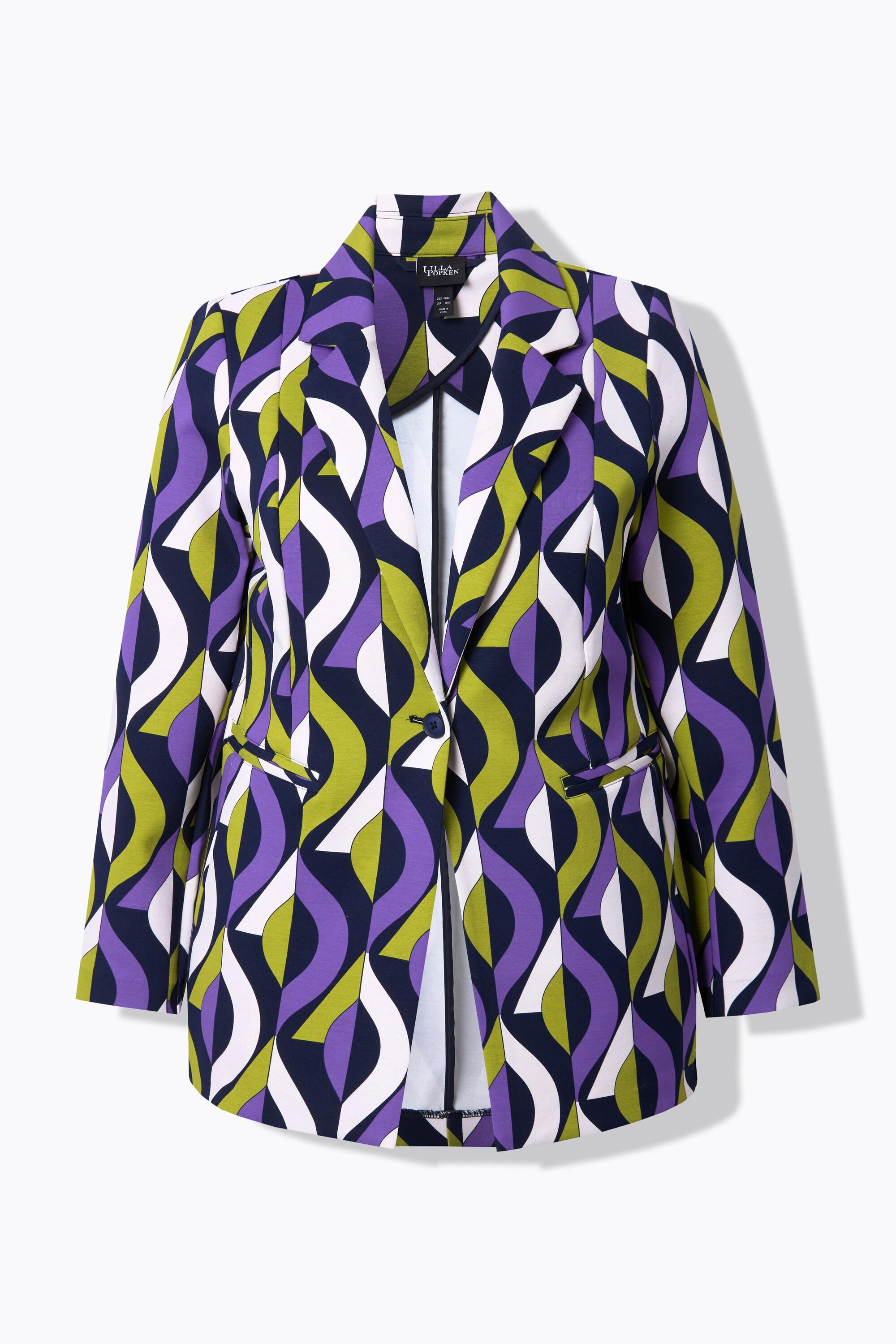 Ulla Popken Blazer Punto Fantasia Grafica Collo Revers  