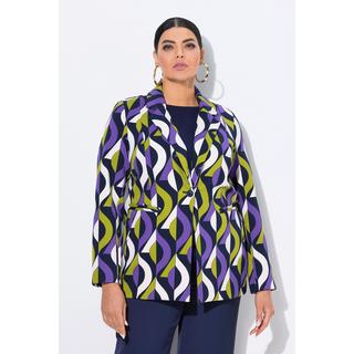 Ulla Popken Blazer Punto Fantasia Grafica Collo Revers  