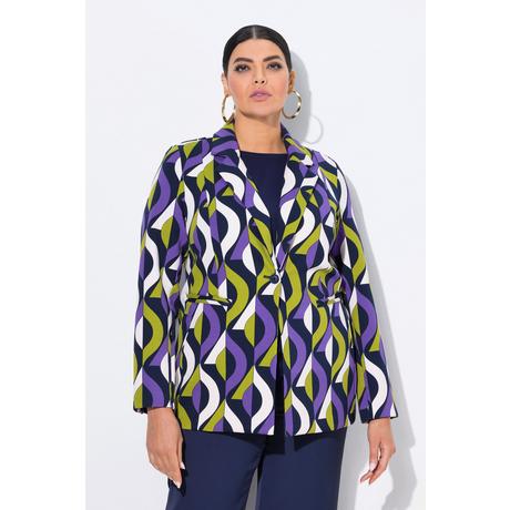 Ulla Popken Blazer Punto Fantasia Grafica Collo Revers  