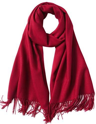 Only-bags.store  Schal Warm Winter Herbst einfarbig Baumwolle mit Quasten/Ringe, 40+ Farben einfarbig & kariert 