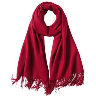 Only-bags.store  Écharpe chaude hiver automne en coton uni avec glands/franges, plus de 40 couleurs unies et à carreaux Pashmina xl écharpes rouge 