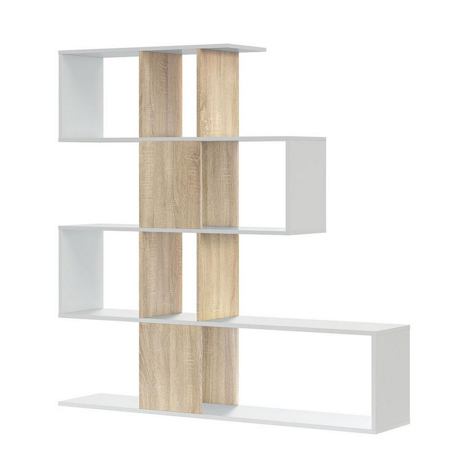 Calicosy Bibliothèque avec 4 niveaux et 11 compartiments de rangement H145 cm - Zigzag  