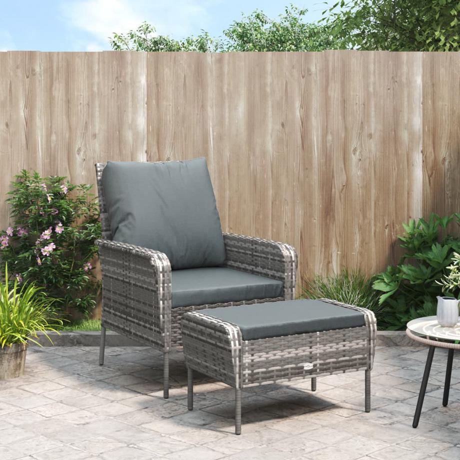 VidaXL Gartenstuhl mit fußhocker poly-rattan  