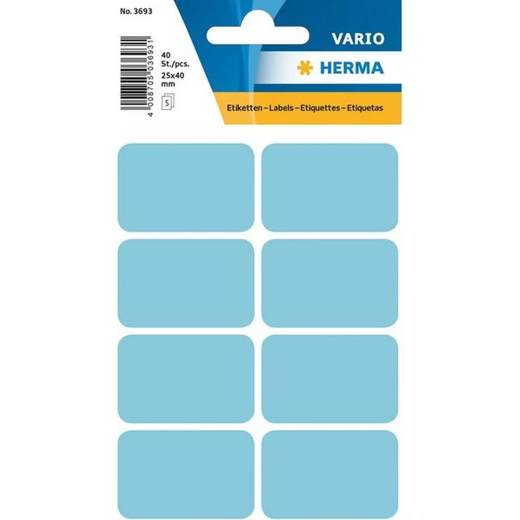HERMA – Etiketten 25×40mm 3693 blau 40 Stück, One Size