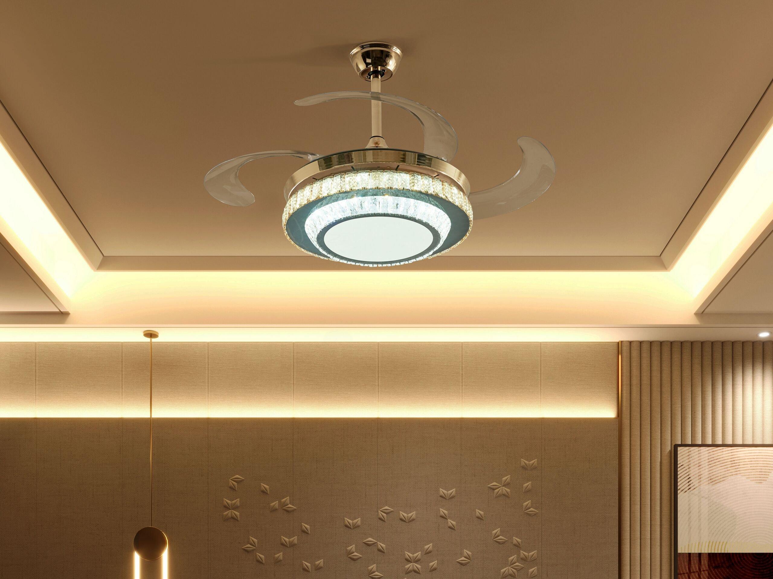 Beliani Ventilatore da soffitto con luce en Ferro Moderno ASHLEY  