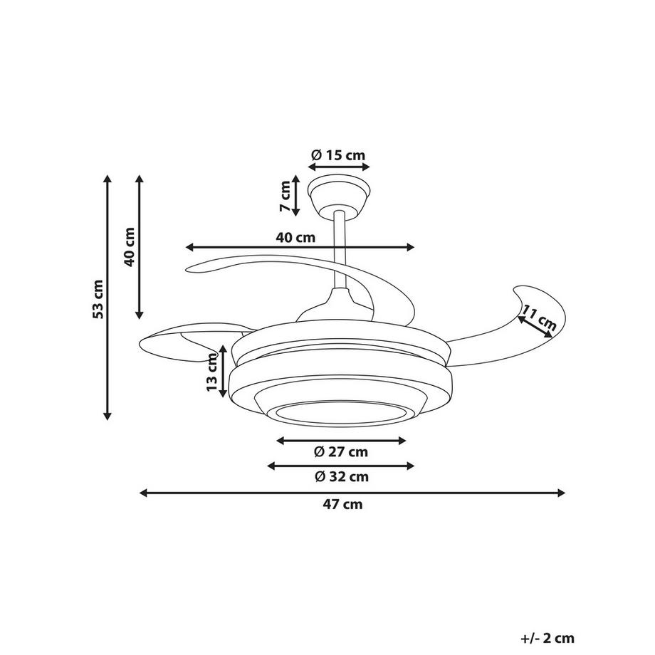 Beliani Deckenventilator mit Licht aus Eisen  ASHLEY  